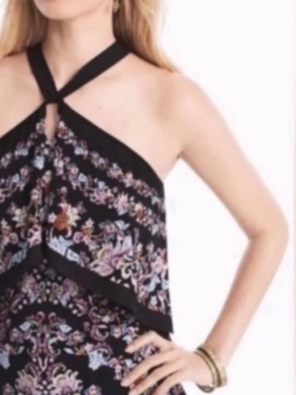 $99 White House Black Market 💮 halter boho tank top new nwt large